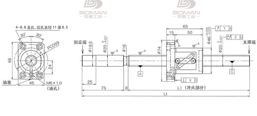 KURODA GG2010DS-BALR-1005A 黑田丝杆替换尺寸图