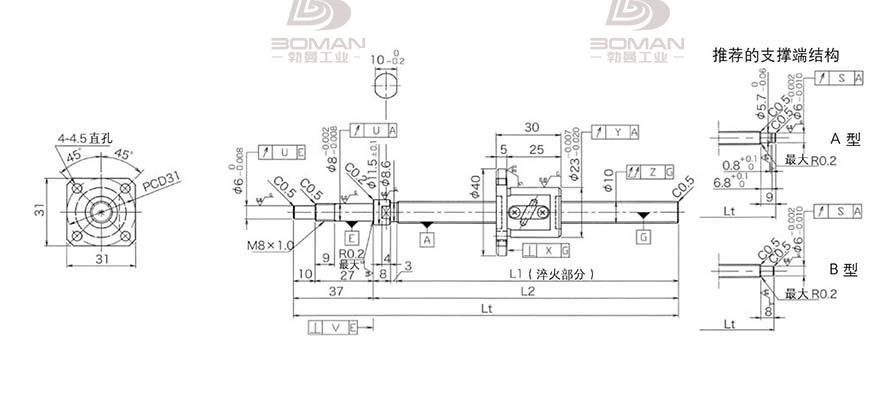 KURODA GP1002DS-EAFR-0210B-C3F 黑田精工丝杆安装